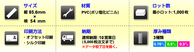 会員カード・メンバーズカード・ポイントカードのプラスチックカードの仕様